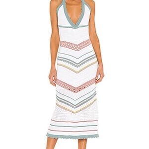 Alexis White and Green Halter Maxi Sundress